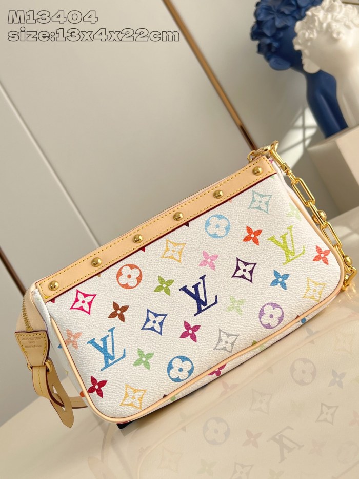 NIGO Louis Vuitton Pochette Accessoires Women's Detachable Chain Colorful Printed Zipper Closure Coated Canvas Single Shoulder Slanting Clutch Bag Bags #nigo75243