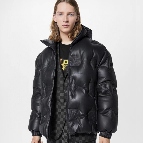 NIGO Louis Vuitton Men's Autumn and Winter Solid Color Embossed Printed Hooded Zipper Long Sleeve Puffer Down Jacket #nigo75245