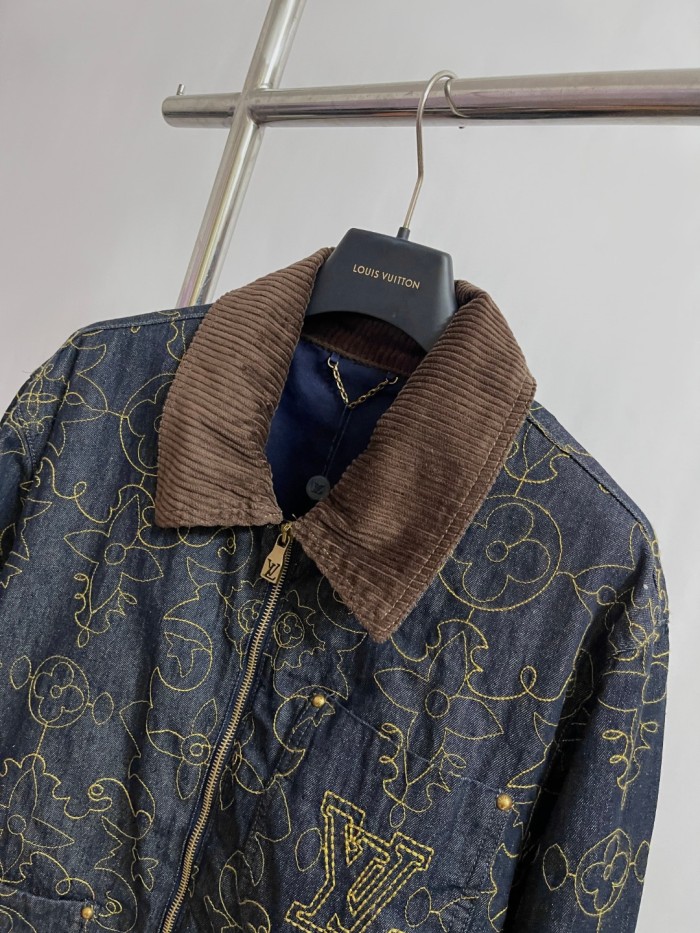 NIGO Louis Vuitton Men's Spring And Fall Logo Embroidery Zipper Lapel Long Sleeved Denim Jacket Casual Jeans Pants Suit Set #nigo75267