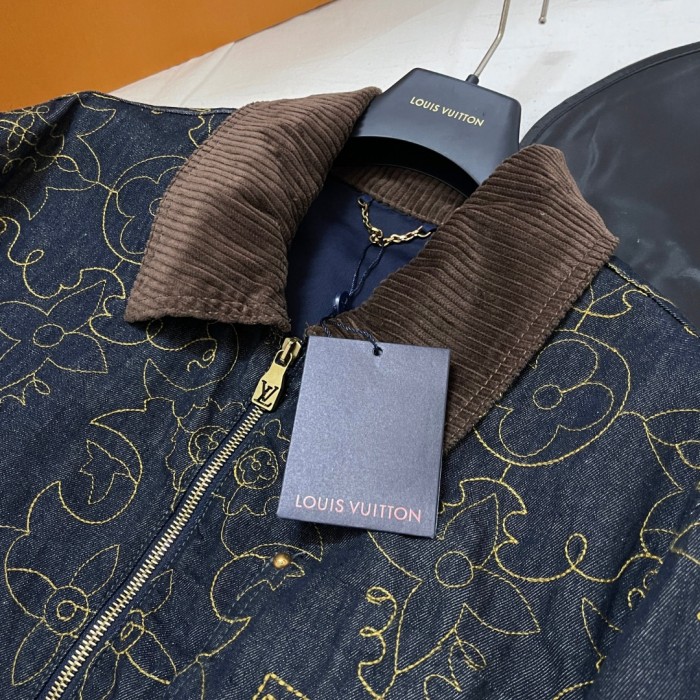 NIGO Louis Vuitton Men's Spring And Fall Logo Embroidery Zipper Lapel Long Sleeved Denim Jacket Casual Jeans Pants Suit Set #nigo75267