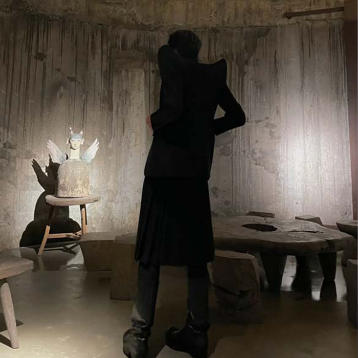 NIGO Rick Owens Men's Retro High Padded Shoulder Pointed Corner Suit Black Long Standing Lapel Fashion High Street Handsome Single Breasted Jacket #nigo71991