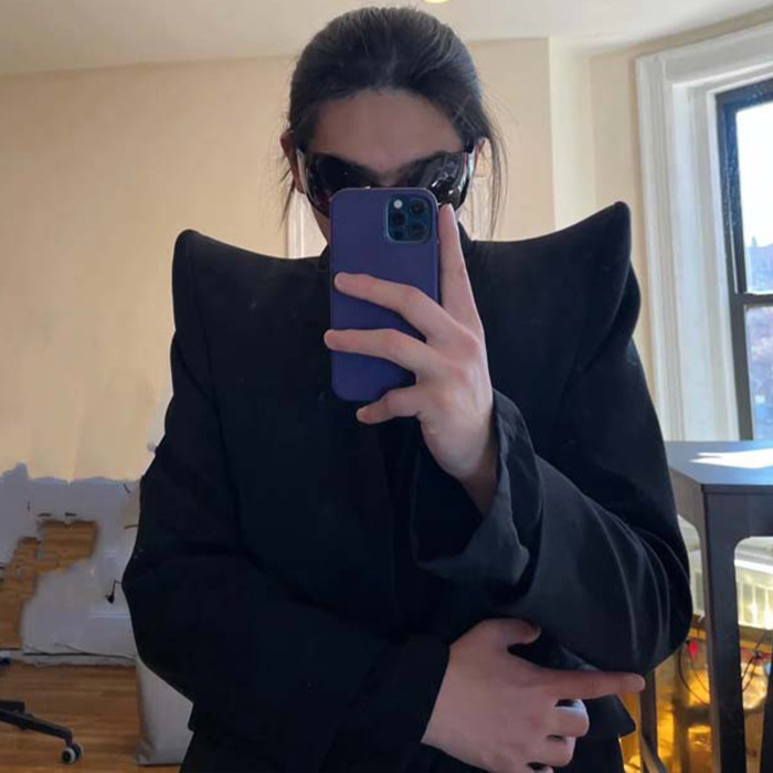 NIGO Rick Owens Men's Retro High Padded Shoulder Pointed Corner Suit Black Long Standing Lapel Fashion High Street Handsome Single Breasted Jacket #nigo71991