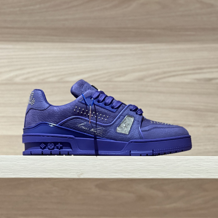 NIGO Louis Vuitton LV Trainer Men's Round Toe Colorblock Leather Lace-Up Low Top Board Shoes #nigo74983
