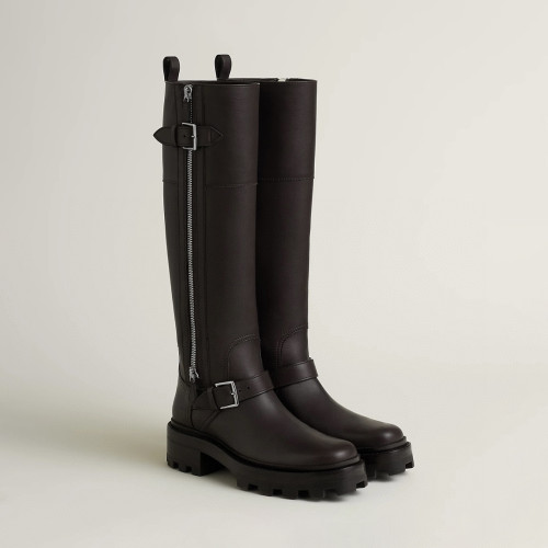 NIGO Hermes Women's Knight Boots Simple Temperament Elegant Autumn And Winter Tall Chunky Heel Leather Boots Shoes #nigo75268