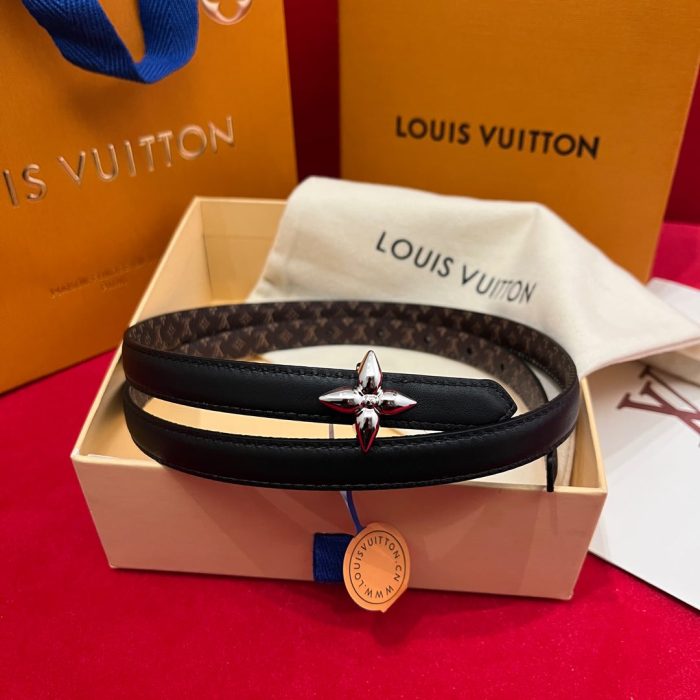 NIGO Louis Vuitton LV Mini Flowergram Women's Monogrammed Leather Reversible Belt #nigo75288