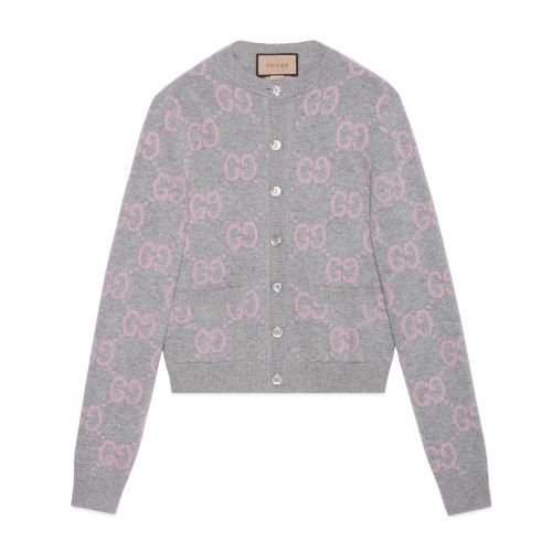 NIGO Gucci Women's Fall And Winter Double G Knit Round Neck Single Breasted Long Sleeved Jacket Sweater #nigo75289