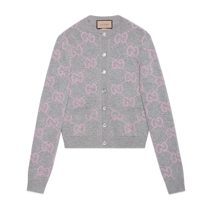 NIGO Gucci Women's Fall And Winter Double G Knit Round Neck Single Breasted Long Sleeved Jacket Sweater #nigo75289