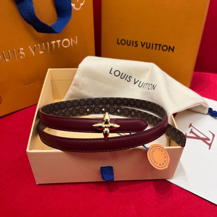 NIGO Louis Vuitton LV Mini Flowergram Women's Monogrammed Leather Reversible Belt #nigo75288