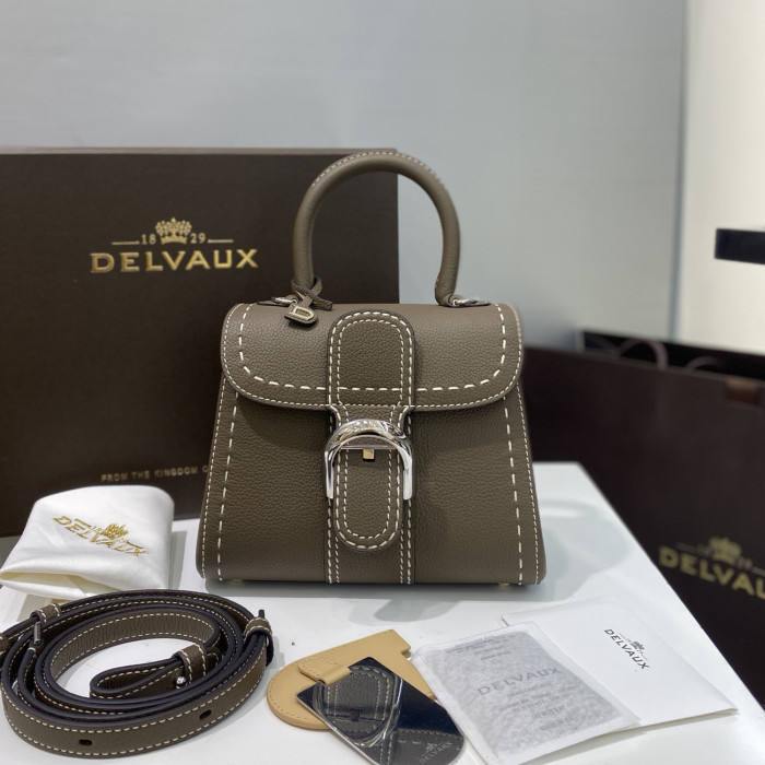 NIGO Delvaux Women's Outside Stitching Solid Color Calfskin Handheld Slanting Shoulder Bag Bag #nigo75294