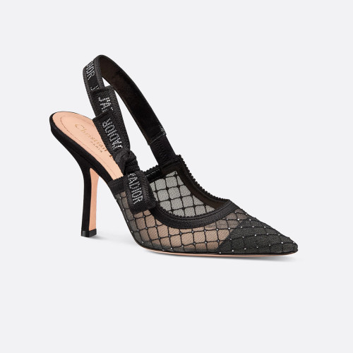 NIGO Dior Women's Luxury Elegant Heels Mesh Buckle Diamond Temperament Flat Shoes Black Mature Sexy Shoes  #nigo71994