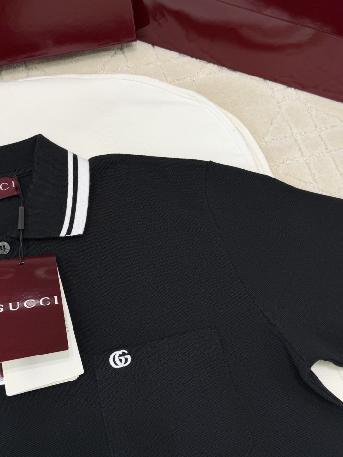 NIGO Gucci Men's Summer Striped Lapel Solid Color Straight Cotton Polo Shirt Short Sleeve T-Shirt #nigo75296