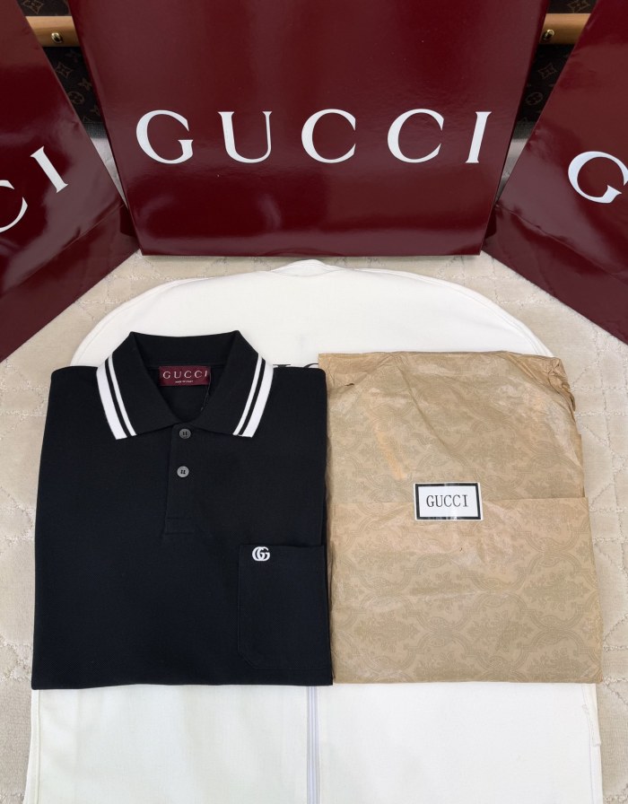 NIGO Gucci Men's Summer Striped Lapel Solid Color Straight Cotton Polo Shirt Short Sleeve T-Shirt #nigo75296