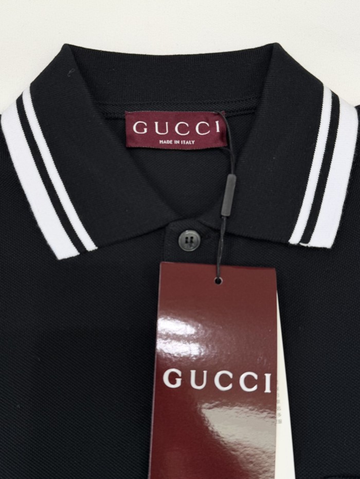 NIGO Gucci Men's Summer Striped Lapel Solid Color Straight Cotton Polo Shirt Short Sleeve T-Shirt #nigo75296