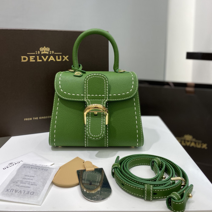 NIGO Delvaux Women's Outside Stitching Solid Color Calfskin Handheld Slanting Shoulder Bag Bag #nigo75294