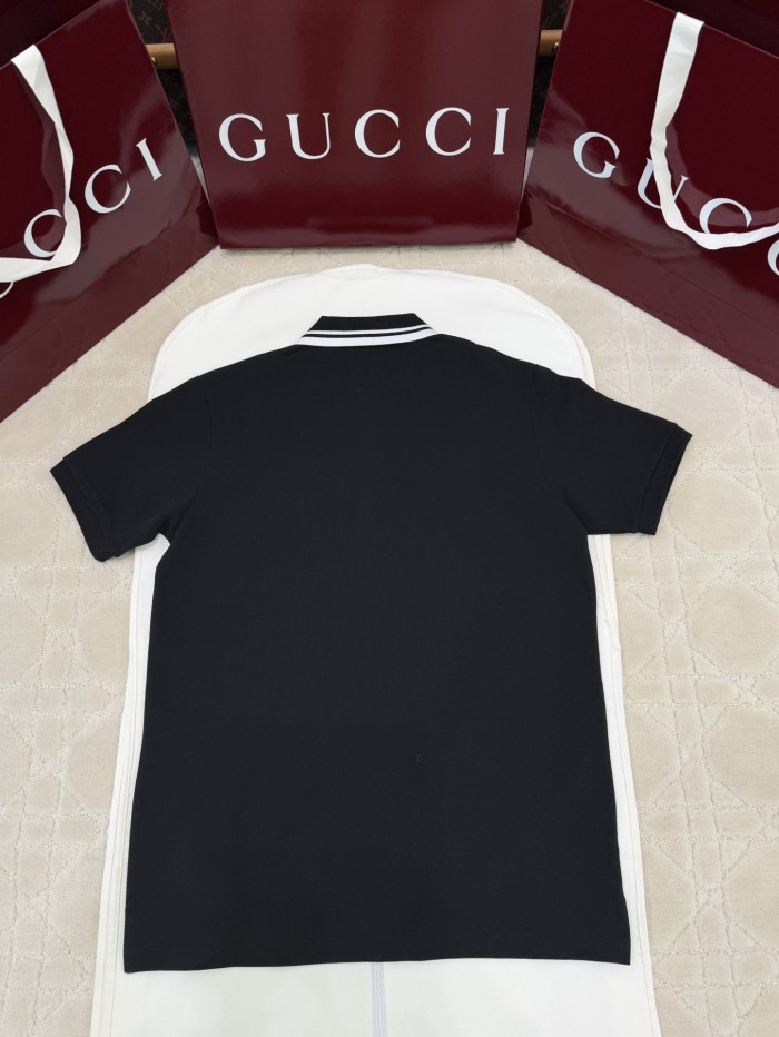 NIGO Gucci Men's Summer Striped Lapel Solid Color Straight Cotton Polo Shirt Short Sleeve T-Shirt #nigo75296