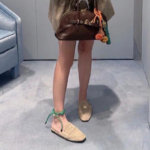 NIGO MiuMiu Brown Round Toe Flats Shoes Fashionable Temperament Comfortable Loafers Women Summer New Casual Half Slippers Shoes #nigo71995