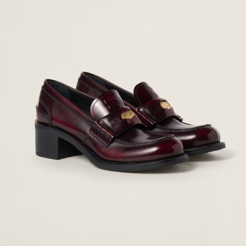 NIGO MiuMiu Women's Autumn and Winter Retro Black Leather Loafers Metal Decoration Fashion Temperament Casual Shoes  #nigo71993