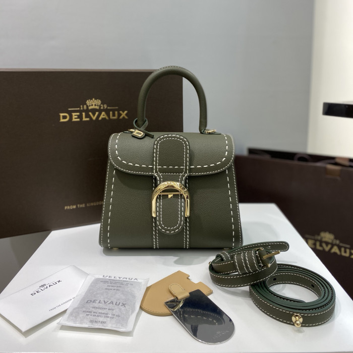 NIGO Delvaux Women's Outside Stitching Solid Color Calfskin Handheld Slanting Shoulder Bag Bag #nigo75294