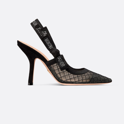 NIGO Dior Women's Luxury Elegant Heels Mesh Buckle Diamond Temperament Flat Shoes Black Mature Sexy Shoes  #nigo71994