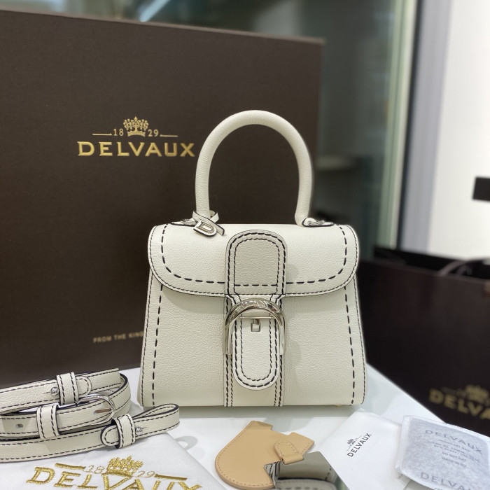 NIGO Delvaux Women's Outside Stitching Solid Color Calfskin Handheld Slanting Shoulder Bag Bag #nigo75294