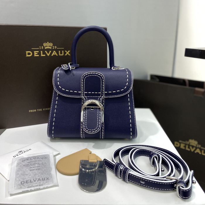 NIGO Delvaux Women's Outside Stitching Solid Color Calfskin Handheld Slanting Shoulder Bag Bag #nigo75294