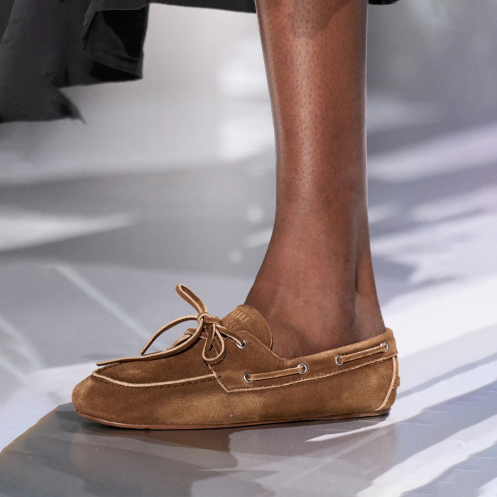 NIGO MiuMiu Women's Spring Summer Bow Suede Loafers Driving Shoes Brown Fashion Comfortable Women's Shoes #nigo81112