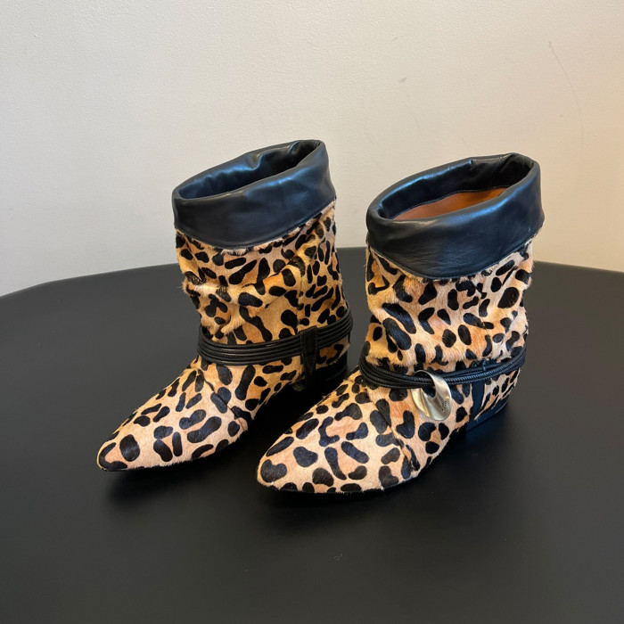 NIGO Isabel Marant Women's Fashion Trend Pleated Suede Temperament Short Boots Spring Summer Pointed Toe Leather Knight Boots Shoes #nigo81111