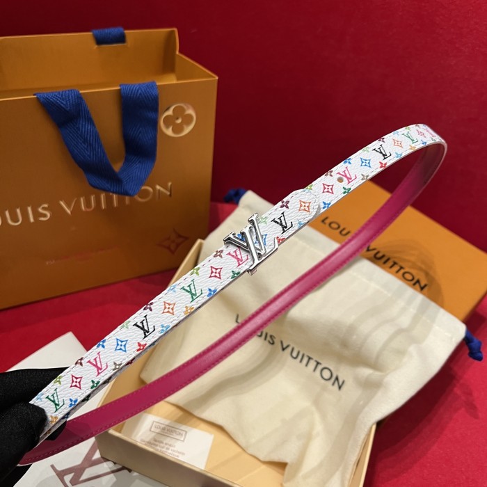 NIGO Louis Vuitton Women's Colorful Letter Printed Leather 1.5cm Reversible Belt #nigo75336