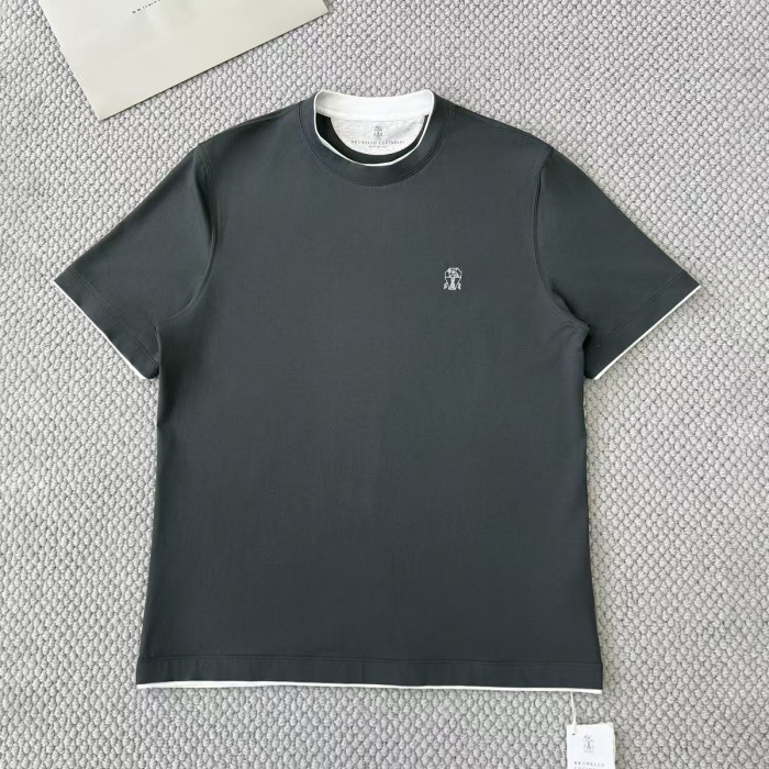 NIGO Brunello Cucinelli Men's Summer Solid Color Round Neck Cotton Short Sleeve T-Shirt #nigo75337