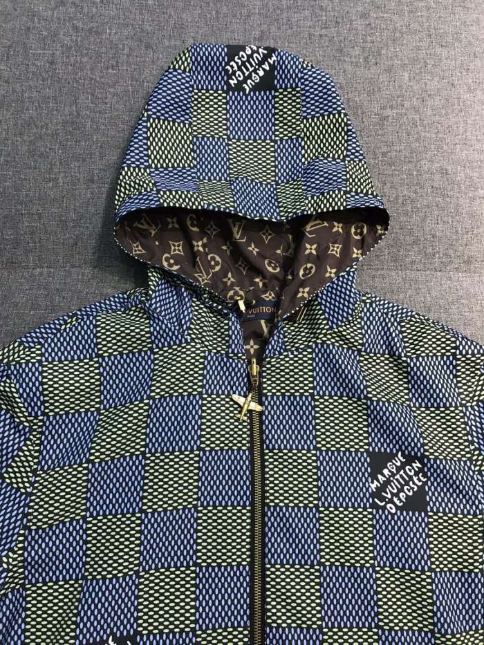 NIGO Louis Vuitton Men's Spring and Autumn Plaid Reversible Windproof Hooded Zipper Long Sleeve Jacket #nigo75341