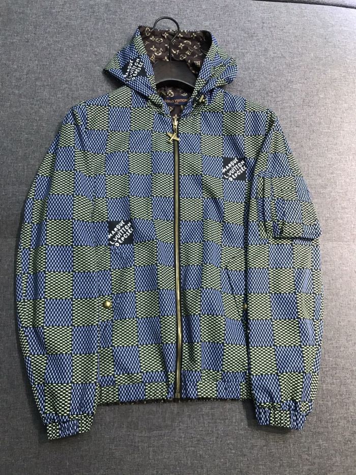 NIGO Louis Vuitton Men's Spring and Autumn Plaid Reversible Windproof Hooded Zipper Long Sleeve Jacket #nigo75341