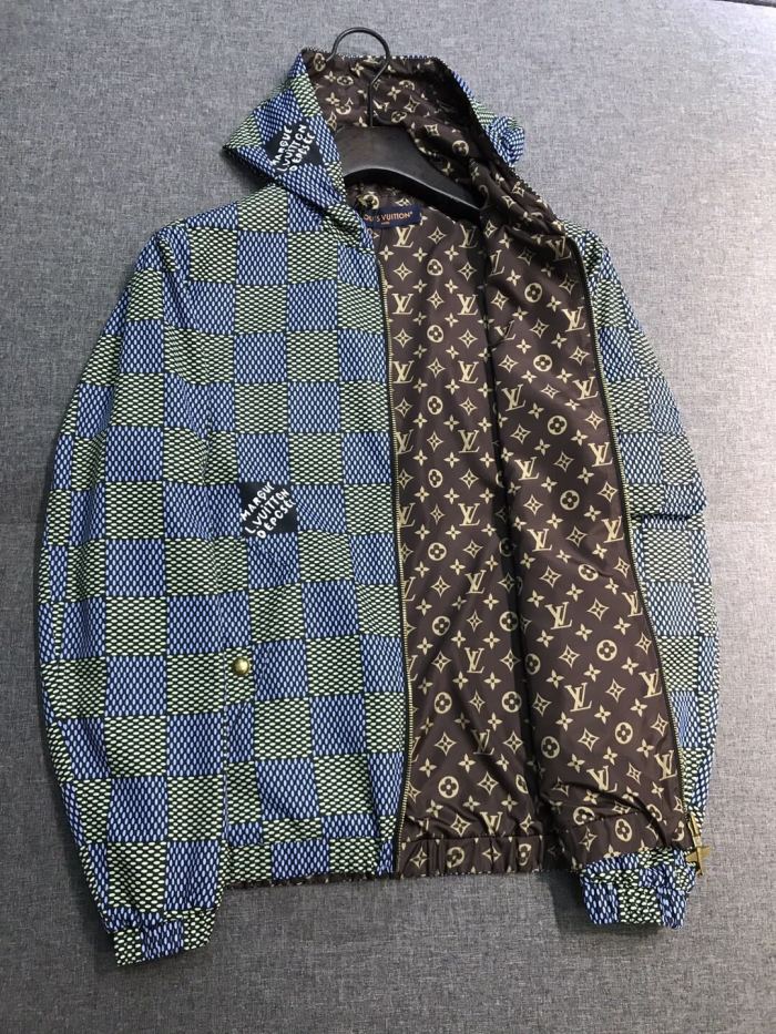 NIGO Louis Vuitton Men's Spring and Autumn Plaid Reversible Windproof Hooded Zipper Long Sleeve Jacket #nigo75341