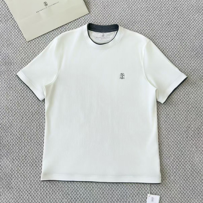 NIGO Brunello Cucinelli Men's Summer Solid Color Round Neck Cotton Short Sleeve T-Shirt #nigo75337