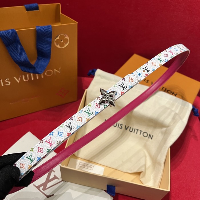 NIGO Louis Vuitton Women's Colorful Letter Printed Leather 1.5cm Reversible Belt #nigo75336