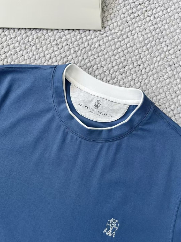 NIGO Brunello Cucinelli Men's Summer Solid Color Round Neck Cotton Short Sleeve T-Shirt #nigo75337