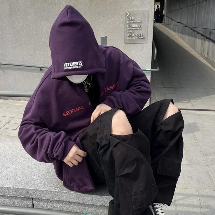 NIGO Vetements Men's Spring And Autumn Purple High Street Trend Hoodie Loose Pullover Hoodie Fashion Embroidery Letter Sweatshirt Long Sleeve Casual Top Jacket Ngvp #nigo9978