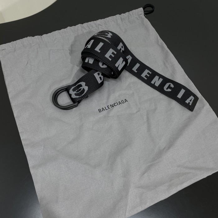 NIGO Balenciaga Men's Monogrammed Black Canvas Fabric Belt #nigo75363