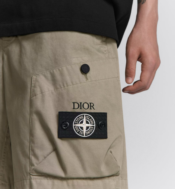 NIGO Dior Dior And Stone Island Men's Summer Solid Color Letter Logo Casual Fit Bermuda Shorts #nigo75358