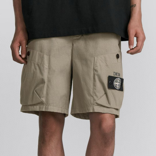 NIGO Dior Dior And Stone Island Men's Summer Solid Color Letter Logo Casual Fit Bermuda Shorts #nigo75358