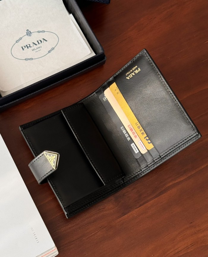 NIGO Prada Men's Triangle Logo Black Leather Coin Purse Card Case Bag Bags #nigo75361