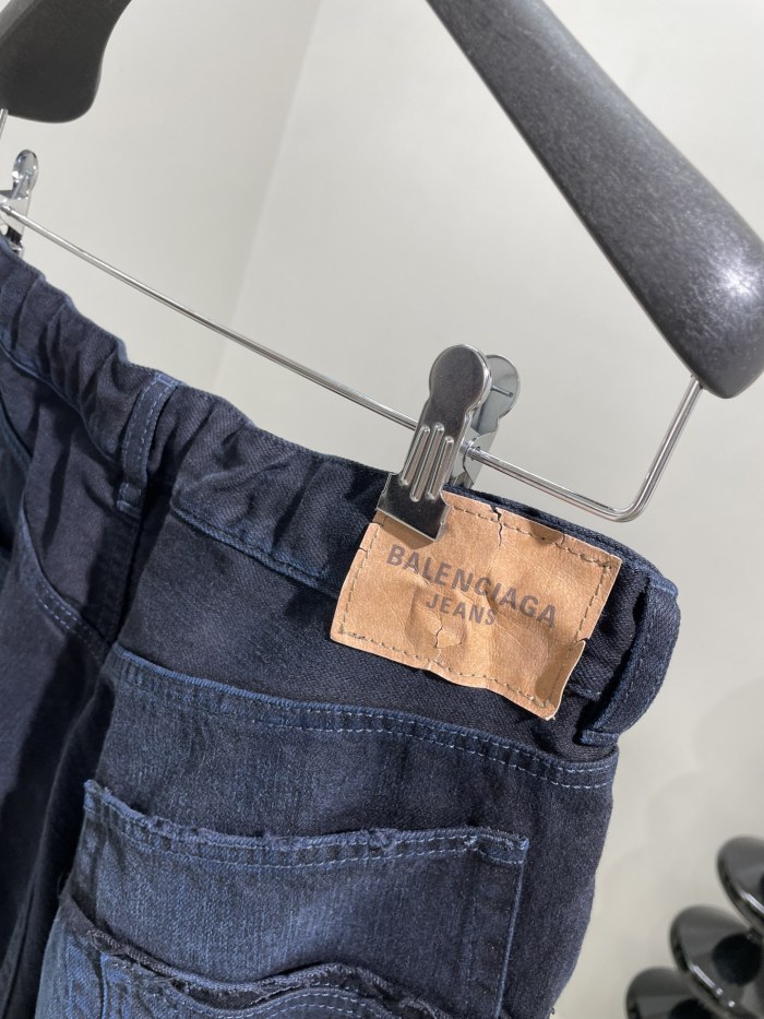 NIGO Balenciaga Men's And Women's Spring And Fall Splicing Fence Mid Waist Placket Zipper Straight Tie Jeans Pants #nigo75357