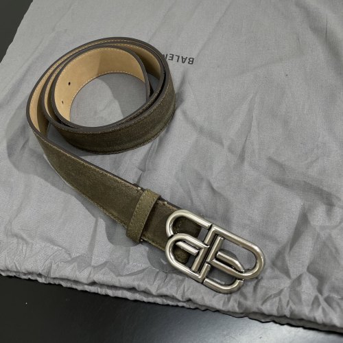 NIGO Balenciaga Men's Silver Lock Buckle Solid Color Cowhide Belt #nigo75364