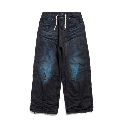 NIGO Balenciaga Men's And Women's Spring And Fall Splicing Fence Mid Waist Placket Zipper Straight Tie Jeans Pants #nigo75357