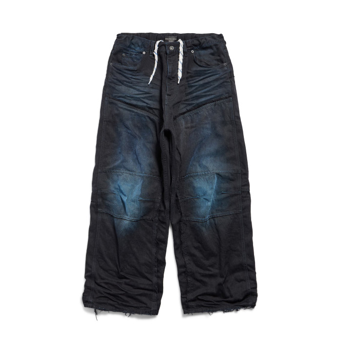 NIGO Balenciaga Men's And Women's Spring And Fall Splicing Fence Mid Waist Placket Zipper Straight Tie Jeans Pants #nigo75357