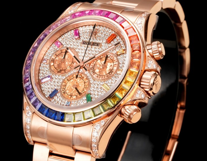 NIGO Rolex Men's Rainbow Diamond Bezel Automatic Mechanical Movement Steel Strap Watch #nigo75365