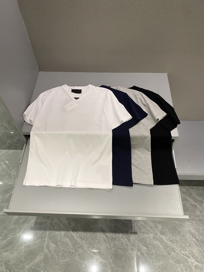 NIGO Prada Men's Summer Solid Color Triangle Logo Logo Round Neck Cotton Short Sleeve T-Shirt #nigo75379