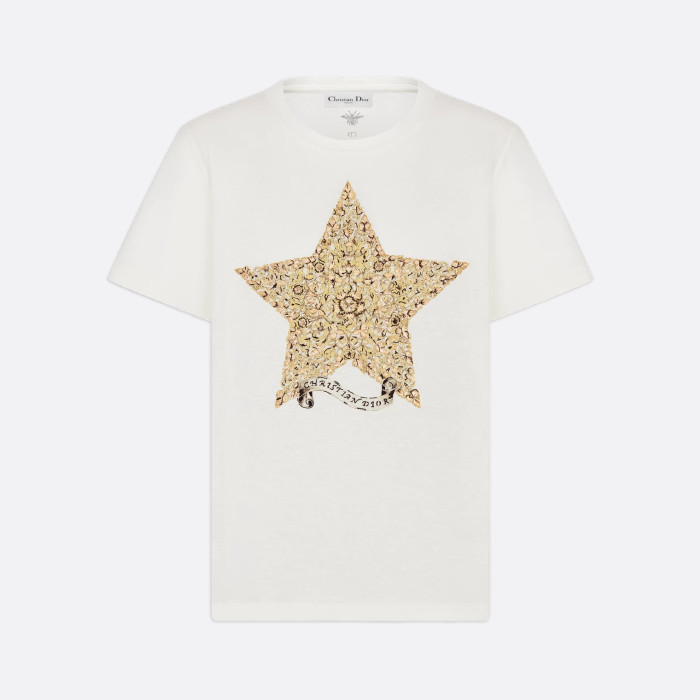 NIGO DIOR Women's Summer Solid Color Pentagram Pattern Printed Cotton Loose Short Sleeve T-Shirt #nigo75387