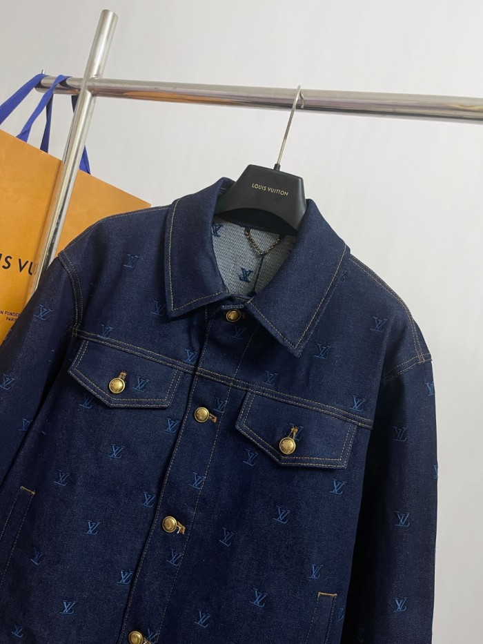 NIGO Louis Vuitton Men's Spring And Autumn Logo Embroidery Color Line Single Breasted Denim Long Sleeved Jacket Jeans Pants Set Suit #nigo75393