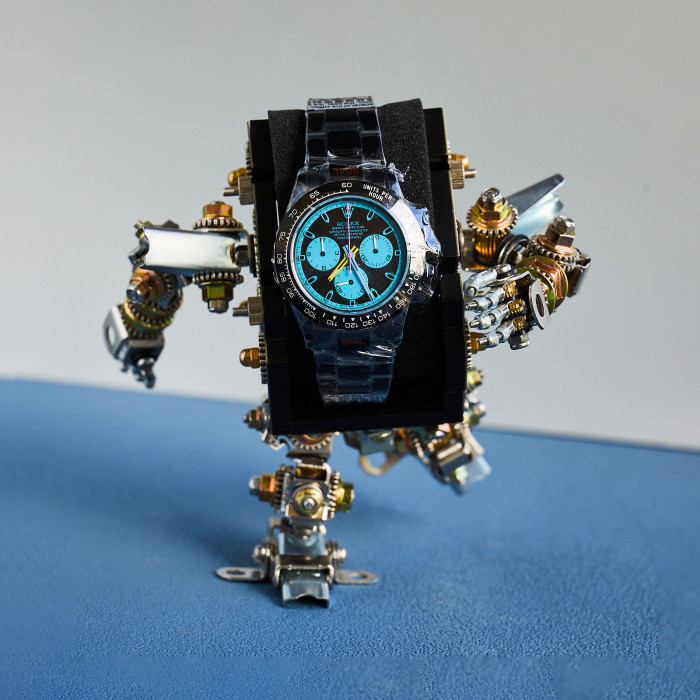 NIGO Rolex Men's Automatic Movement Modified Punk Robot Black Strap Mechanical Watch #nigo75378