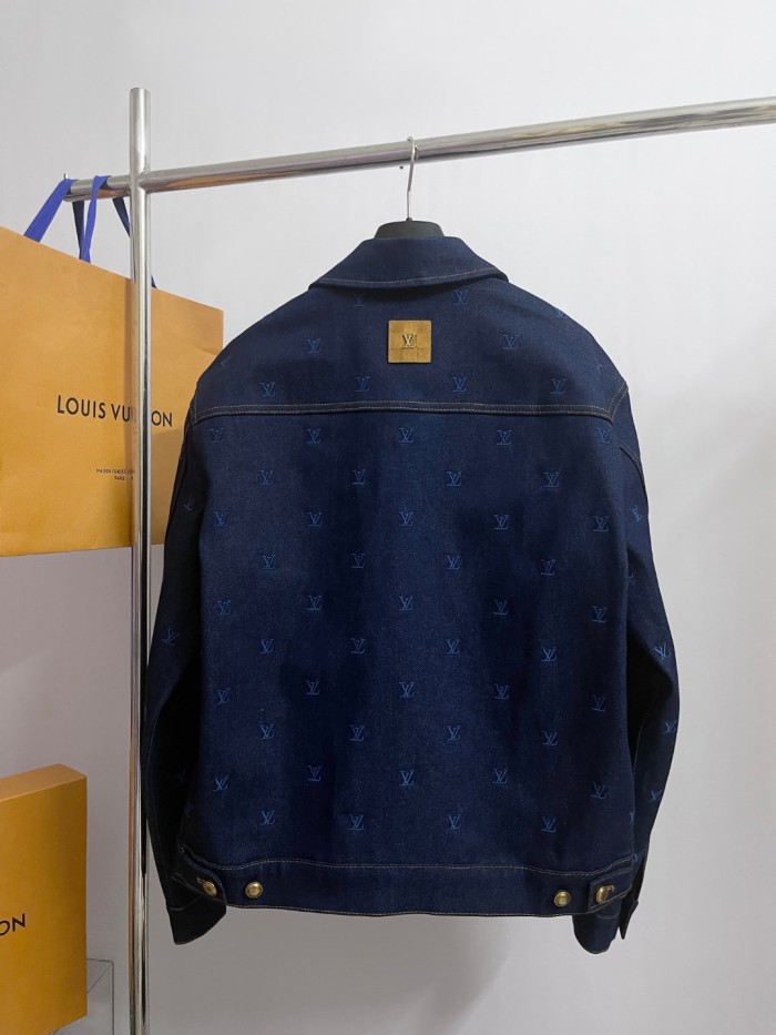 NIGO Louis Vuitton Men's Spring And Autumn Logo Embroidery Color Line Single Breasted Denim Long Sleeved Jacket Jeans Pants Set Suit #nigo75393